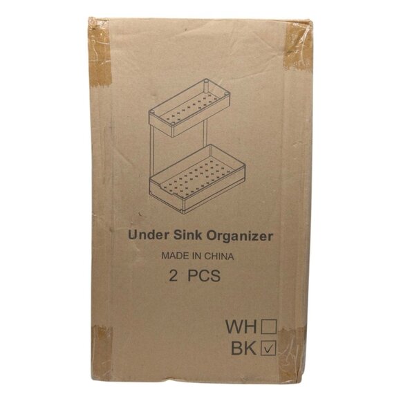 Under Sink Organizer Black Plastic 2 Tier Multipurpose Kitchen Bathroom Storage - Picture 3 of 9